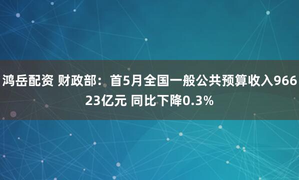鸿岳配资 财政部：首5月全国一般公共预算收入96623亿元 同比下降0.3%