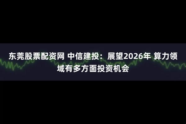 东莞股票配资网 中信建投：展望2026年 算力领域有多方面投资机会